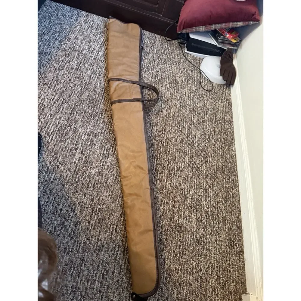 Vintage Folsom Straight Shoot Rifle Case Canvas Leather Trim Hunting Gun Case
